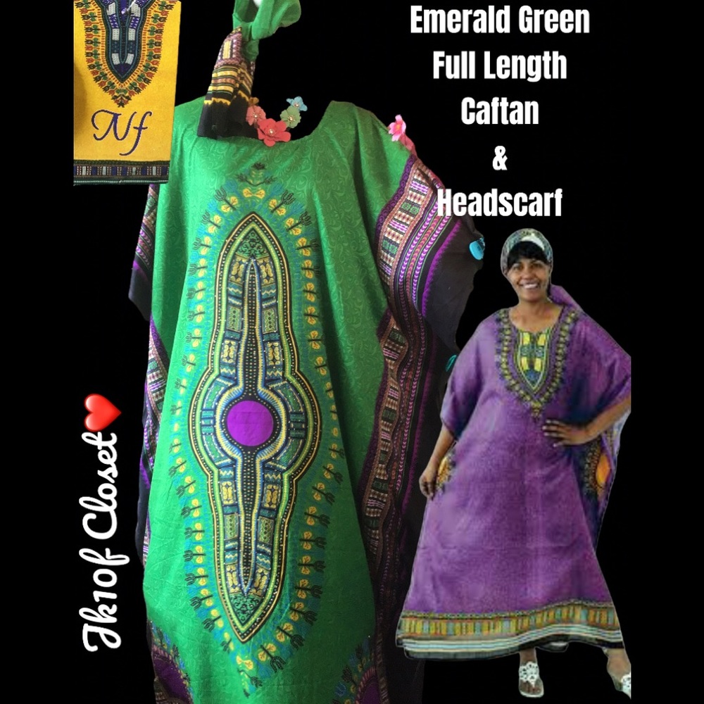 LOWEST🌺 NWT NF BOHO MULTICOLOR CAFTAN & HEADSCARF SET